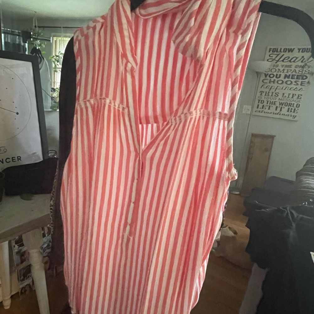 Stripped Collared Tank Top